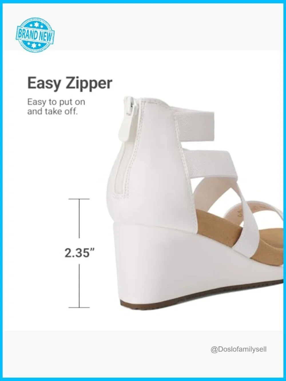 Wedge Sandals Open Toe Elastic Straps Zipper Closure Platform Comfortable